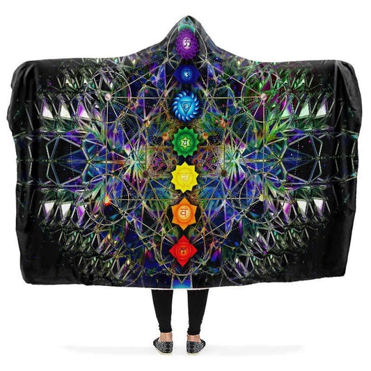 Crystal Chakra Hooded Blanket, Hippie Hooded Blanket, In Style Mandala, Hippie, Cozy Vibes, Mandala Gift