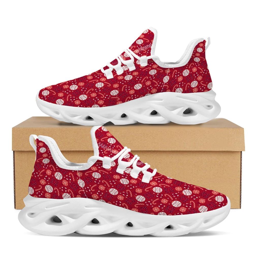 Cute Christmas Elements Print Pattern White Max Soul Shoes For Men & Women, Best Running Shoes, Christmas Shoes Gift, Winter Sneakers