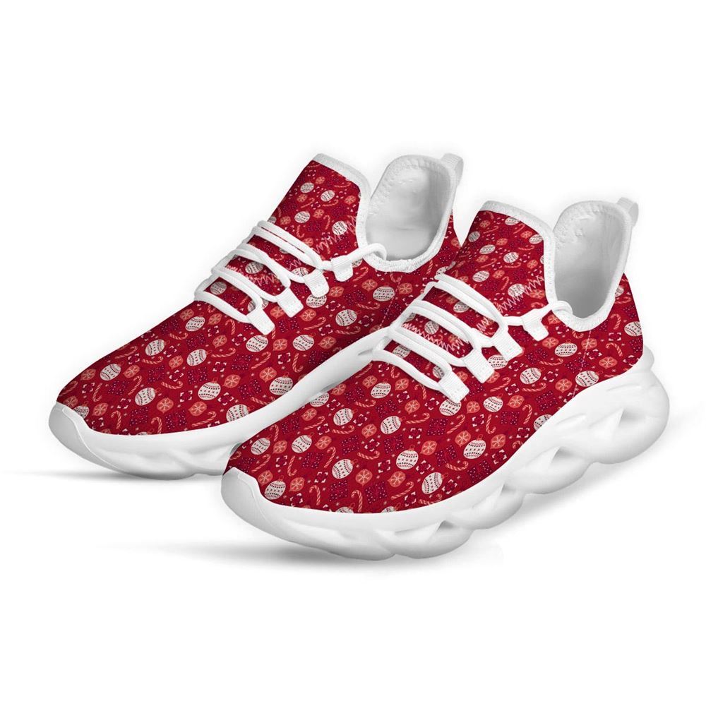 Cute Christmas Elements Print Pattern White Max Soul Shoes For Men & Women, Best Running Shoes, Christmas Shoes Gift, Winter Sneakers