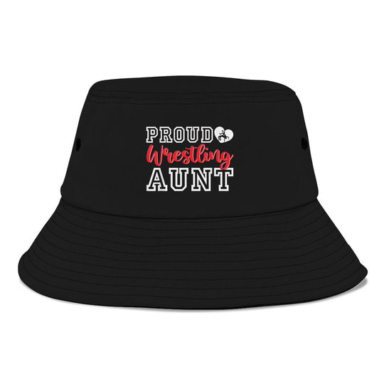 Cute Proud Wrestling Aunt Mothers Day Christmas Bucket Hat, Mother's Day Bucket Hat, Sun Protection Hat For Women And Men
