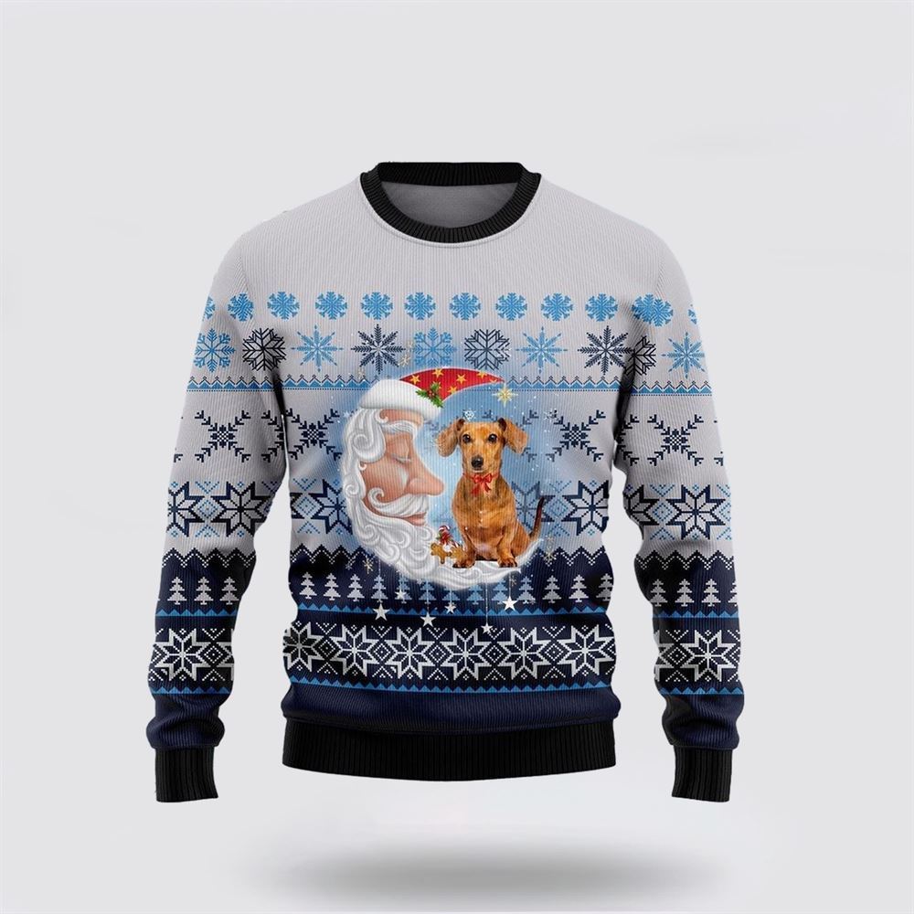 Dachshund Dog Love Santa Moon Ugly Christmas Sweater, Christmas Gift For Dog Love, Christmas Fashion Winter