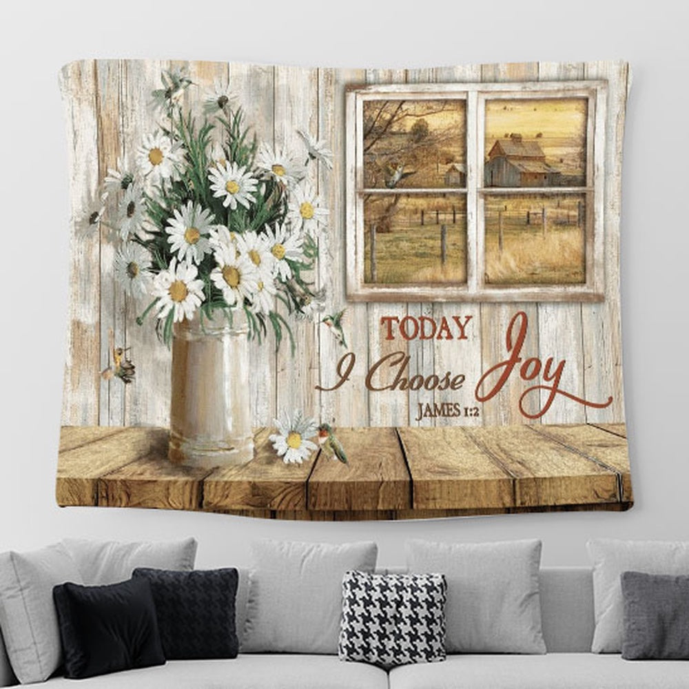Daisy Vase Today I Choose Joy Farm Landscape Tapestry