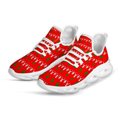 Deer Argyle Christmas Print Pattern White Max Soul Shoes For Men & Women, Best Running Shoes, Christmas Shoes Gift, Winter Sneakers