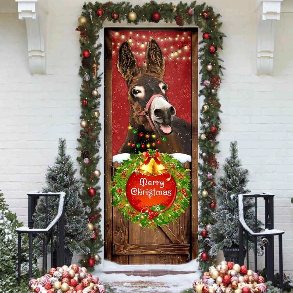Donkey Smile Christmas Door Cover, Merry Christmas Door Cover, Xmas Door Covers, Christmas Gift, Christmas Door Coverings