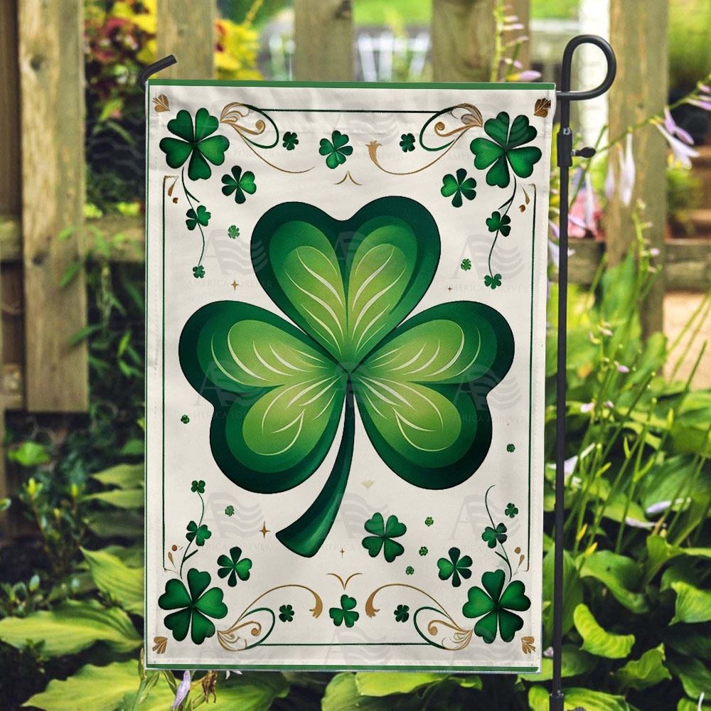Emerald Elegance Shamrock Double Sided Flag, St Patrick's Day Garden Flag, St Patrick's Day Yard Flags, St Patrick's Day Flag
