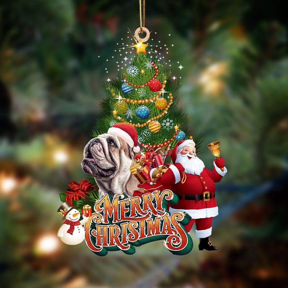 English Bulldog Christmas Tree&Dog Hanging Ornament, Christmas Tree Decoration, Car Ornament Accessories, Christmas Ornaments 2023