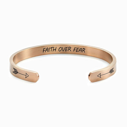 Faith Over Fear Personalized Cuff Bracelet, Christian Bracelet For Women, Bible Jewelry, Mother's Day Jewelry
