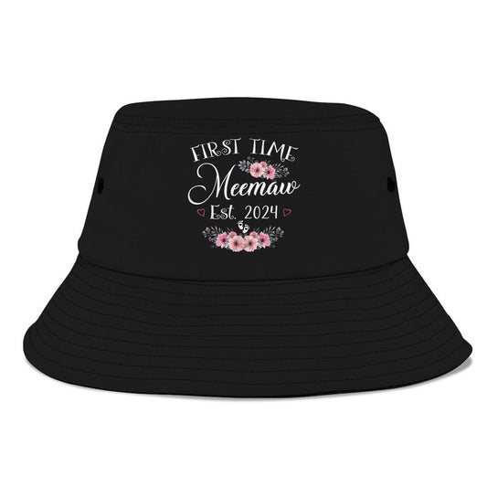 First Time Meemaw 2024 Mothers Day Soon To Be Mom Pregnancy Bucket Hat, Mother's Day Bucket Hat, Sun Protection Hat For Women And Men