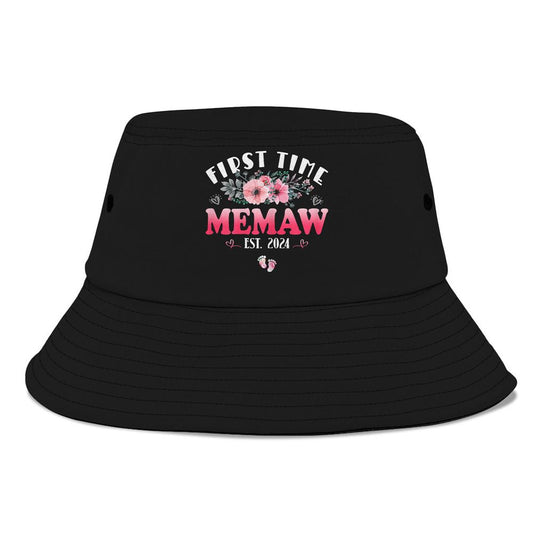 First Time Memaw 2024 Mothers Day Soon To Be Memaw Bucket Hat, Mother's Day Bucket Hat, Sun Protection Hat For Women And Men