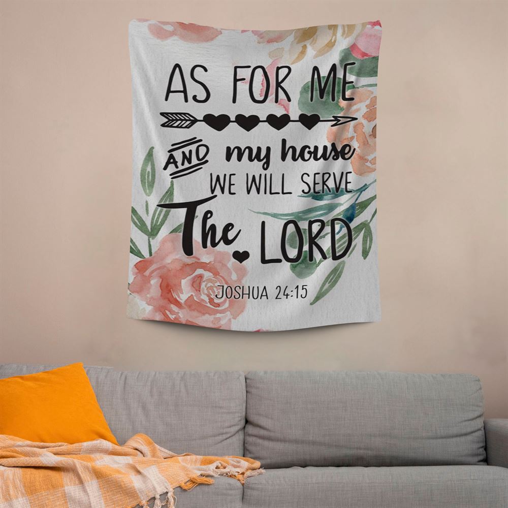 Flower Painting As For Me And My House Joshua 2415 Tapestry Prints, Scripture Wall Art, Tapestries Spiritual For Bedroom