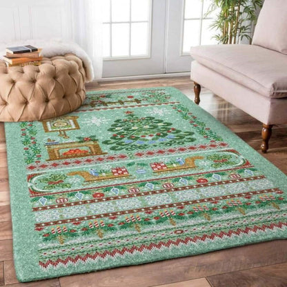 Frosty Fantasy With Christmas Knitted Limited Edition Rug, Christmas Rug, Christmas Living Room Decor Rug, Christmas Floot Mat