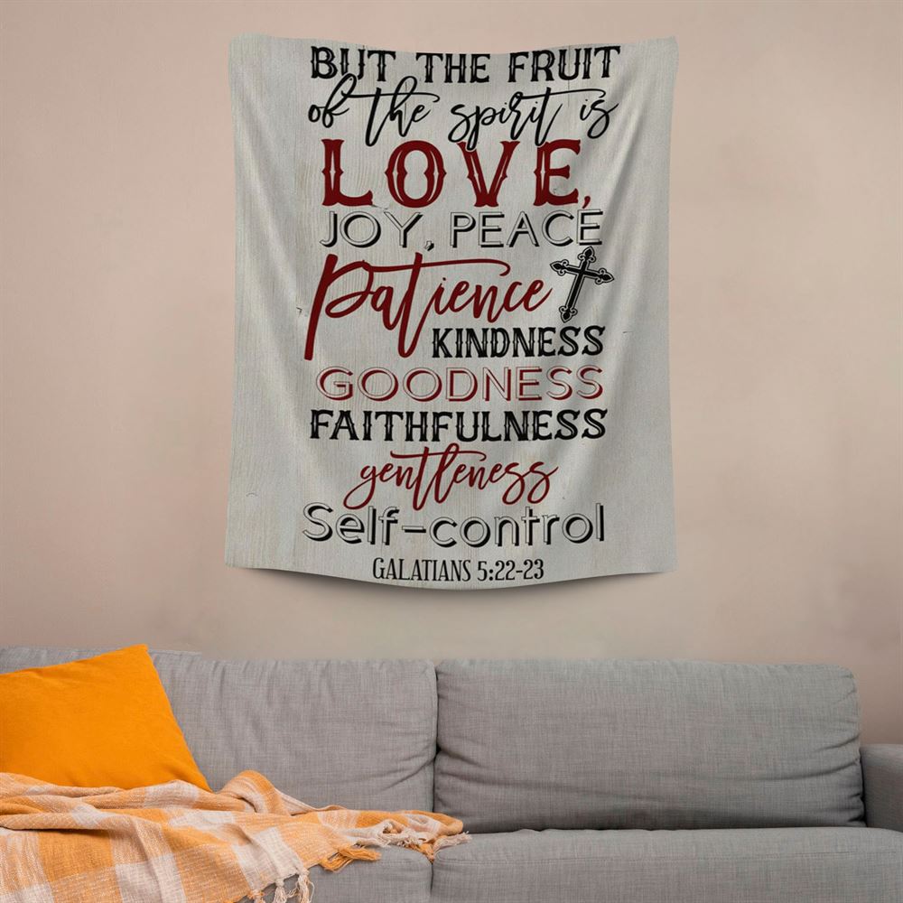 Fruit Of The Spirit Modern Farmhouse Style Tapestry Prints, Scripture Wall Art, Tapestries Spiritual For Bedroom