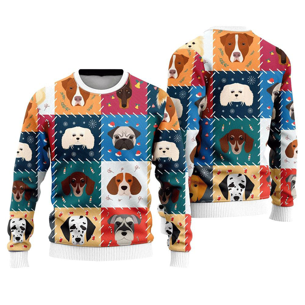 Funny Cartoon Dog Face Christmas Ugly Christmas Sweater, Christmas Gift For Dog Love, Christmas Fashion Winter
