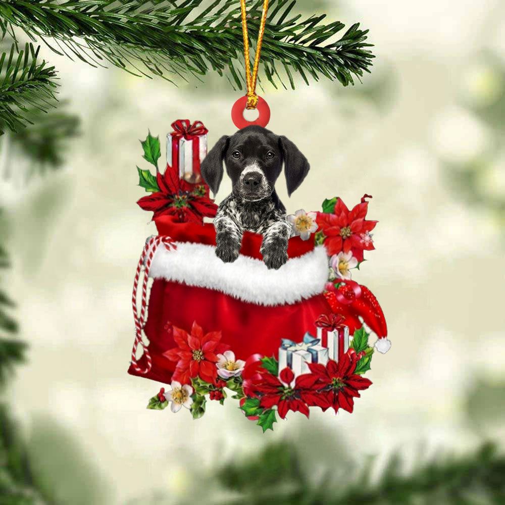 German Shorthaired Pointer In Gifts Bag Christmas Ornament, Christmas Tree Decoration, Car Ornament Accessories, Christmas Ornaments 2023