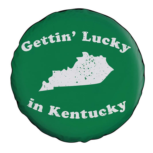 Gettin Lucky In Kentucky St Patrick Day Car Tire Cover, St Patrick's Day Car Tire Cover, Shamrock Spare Tire Cover Wrangler