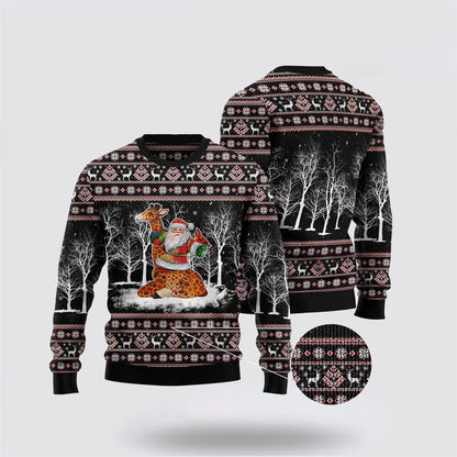 Giraffe Santa Claus Ugly Christmas Sweater For Men And Women, Christmas Gift, Christmas Winter Fashion