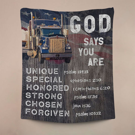 God Says You Are Tapestry, Christian Gifts For Trucker Drivers Wall Art Decor, Christian Wall Decor, Religious Home Decor