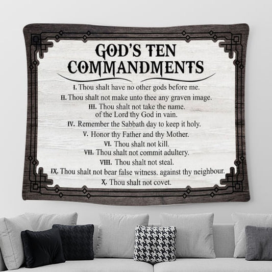 God's Ten Commandments Tapestry Print - Inspirational Tapestry Art - Scripture Wall Art
