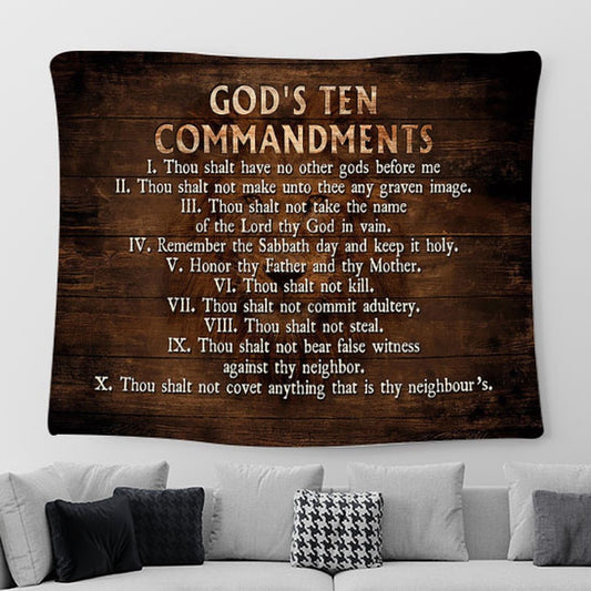 God's Ten Commandments Wall Art Tapestry - Christian Wall Art - Religious Art