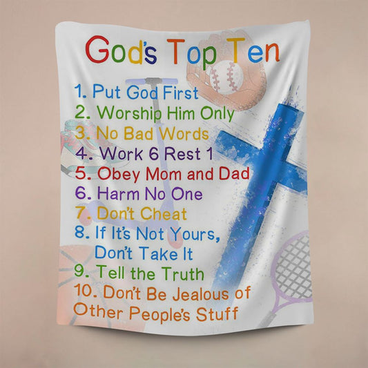 God's Top Ten Tapestry, Ten Commandments For Boys, Kids Wall Decor, Christian Wall Decor, Religious Home Decor