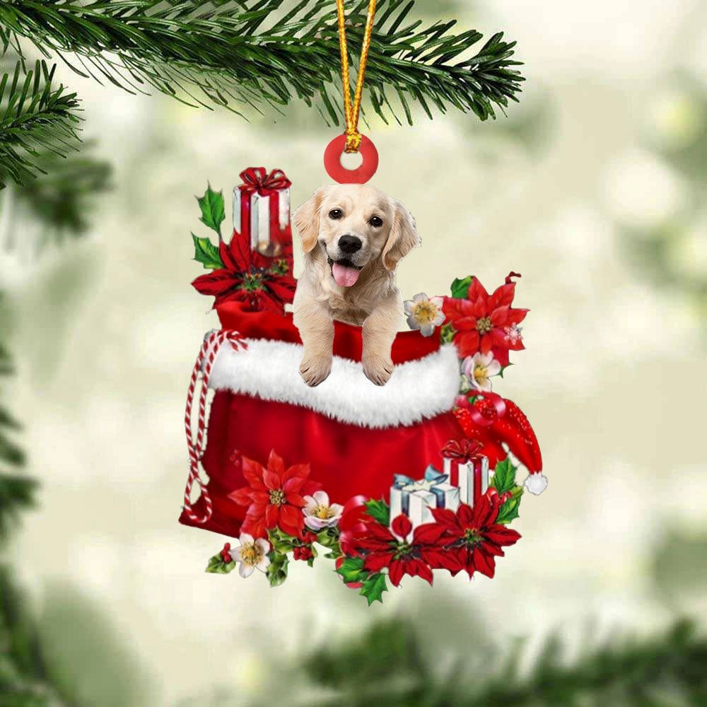 Golden Retriever 2 In Gift Bag Christmas Ornament, Christmas Tree Decoration, Car Ornament Accessories, Christmas Ornaments 2023