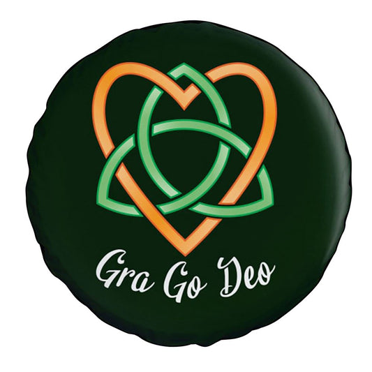 Gra Go Deo Celtic Heart Knot Car Tire Cover, St Patrick's Day Car Tire Cover, Shamrock Spare Tire Cover Wrangler