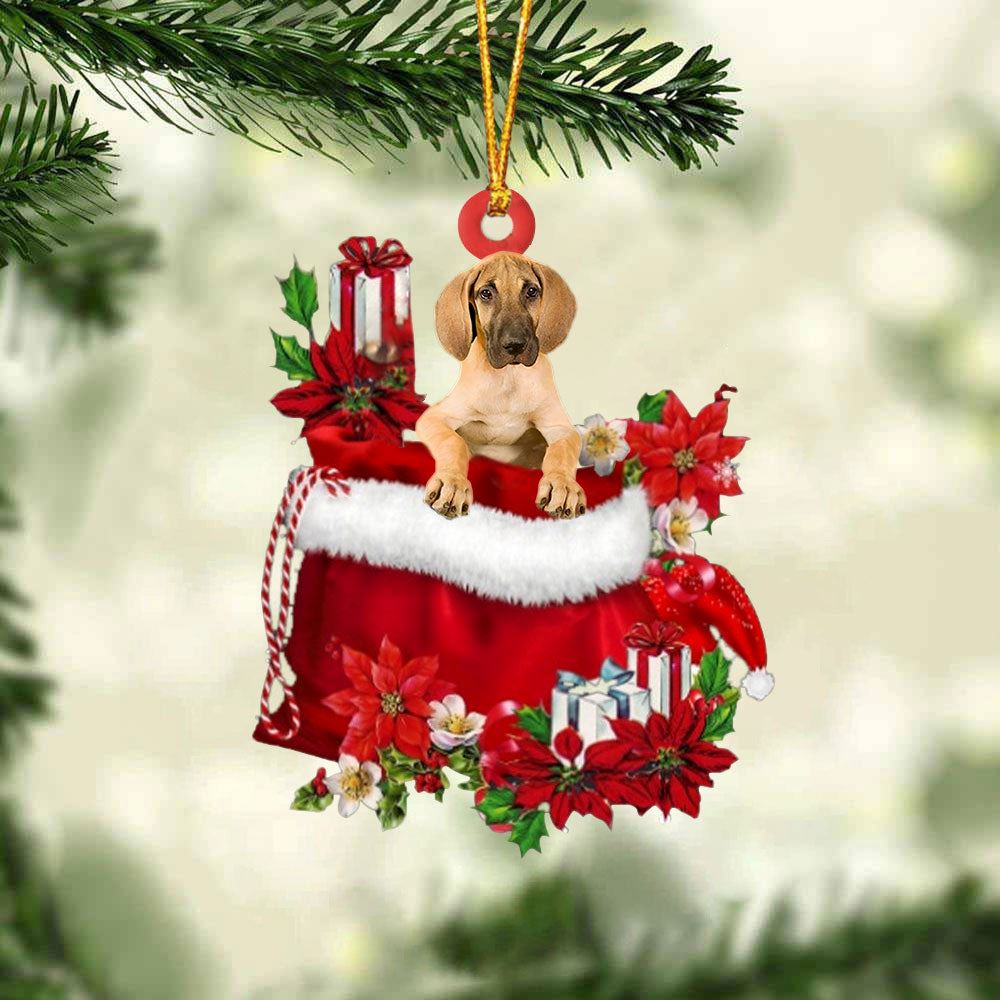 Great Dane In Gift Bag Christmas Ornament, Christmas Tree Decoration, Car Ornament Accessories, Christmas Ornaments 2023