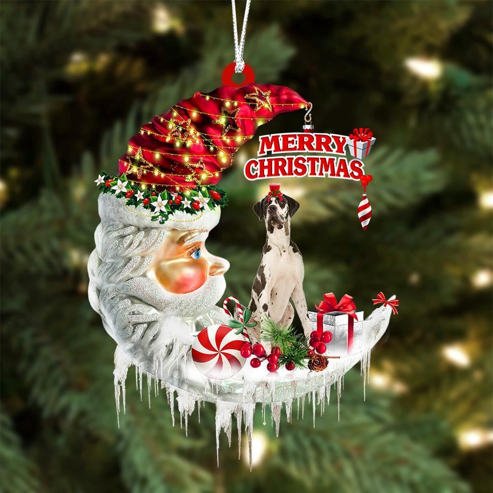 Great Dane On The Moon Merry Christmas Hanging Ornament, Christmas Tree Decoration, Car Ornament Accessories, Christmas Ornaments 2023