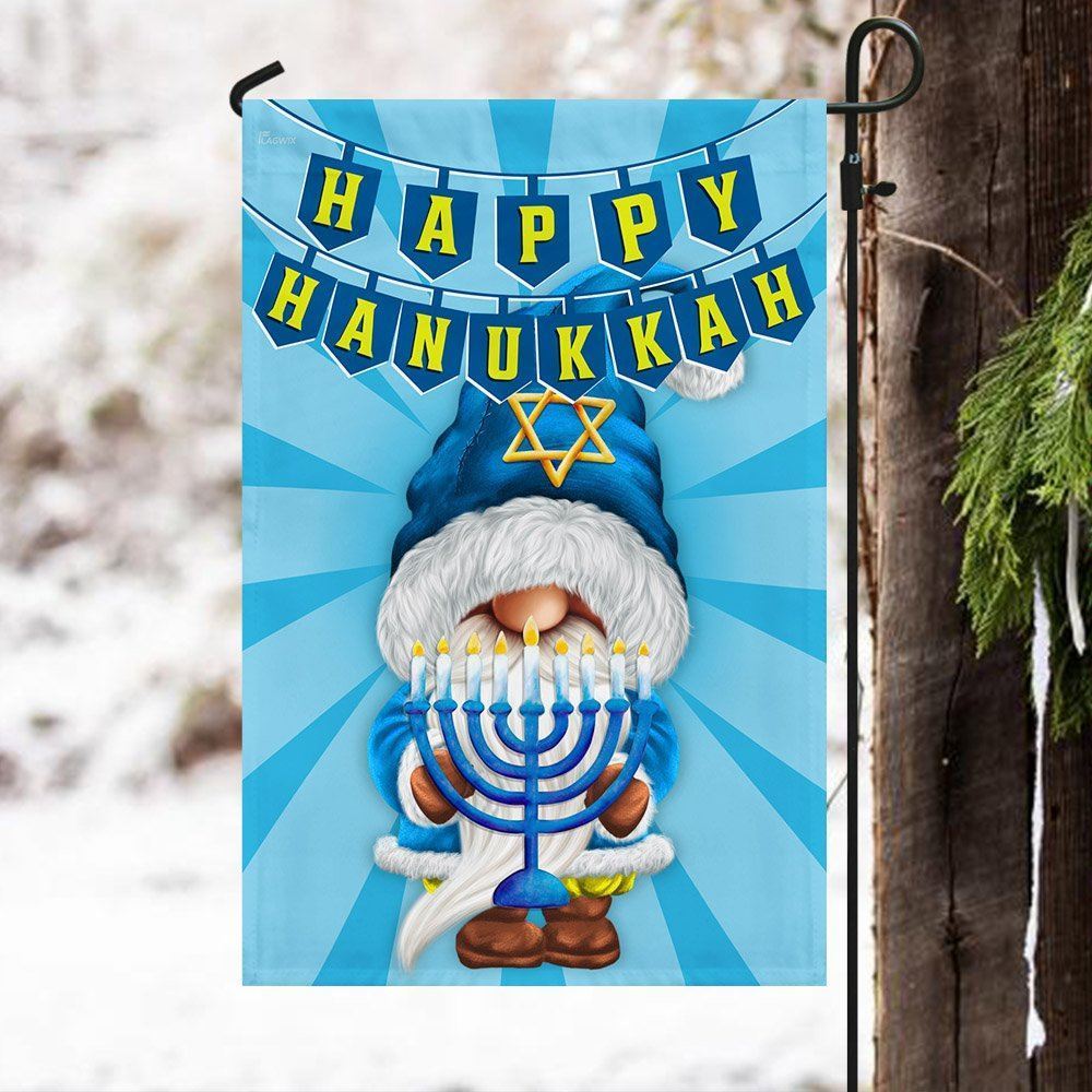 Happy Hanukkah Gnome Christmas Flag, Christmas Gift, Christmas Garden Flags, Christmas Outdoor Flag