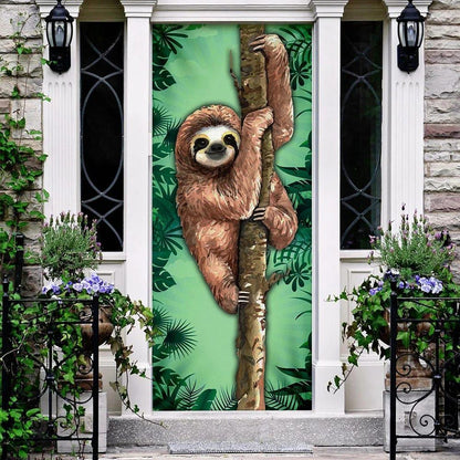 Happy Sloth Door Cover,Unique Gifts Doorcover,Christmas Gift For Friends, Xmas Door Covers, Christmas Gift, Christmas Door Coverings