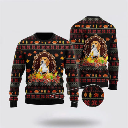 Happy Thanksgiving Funny Beagle Dog Ugly Christmas Sweater, Christmas Gift For Dog Love, Christmas Fashion Winter