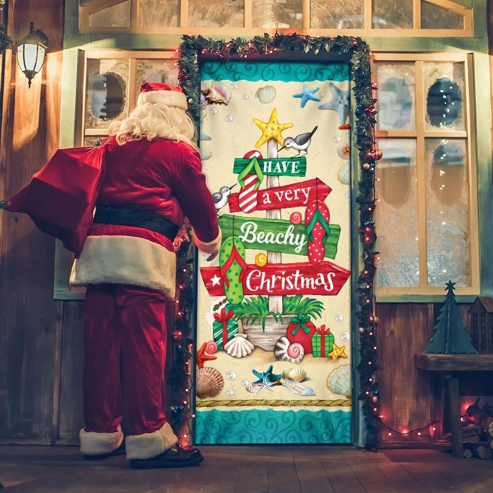 Have A Very Beachy Christmas Door Cover, Xmas Door Covers, Christmas Gift, Christmas Door Coverings