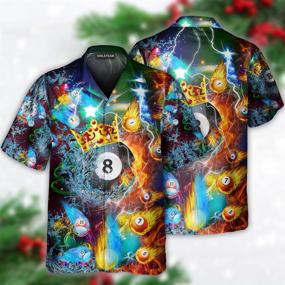 Hawaiian Christmas shirt, Billiard Fire And Water Merry Christmas Hawaiian Shirt, Christmas Gift, Hawaiian Aloha Shirt