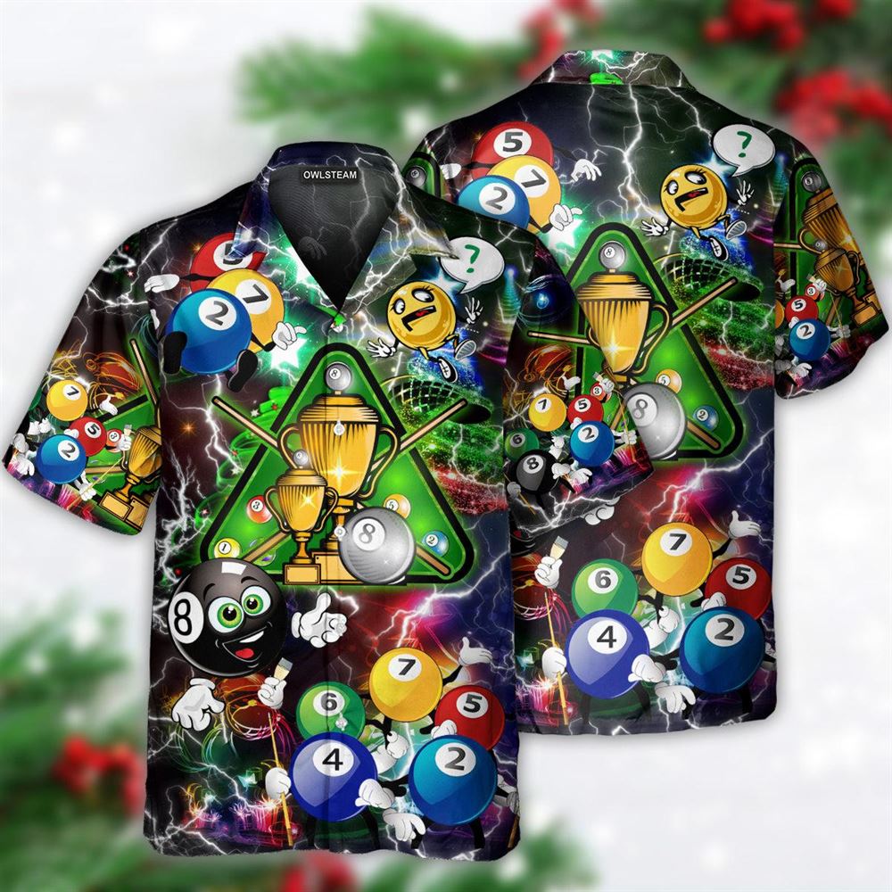 Hawaiian Christmas shirt, Billiard Lover Lightning Merry Christmas Hawaiian Shirt, Christmas Gift, Hawaiian Aloha Shirt
