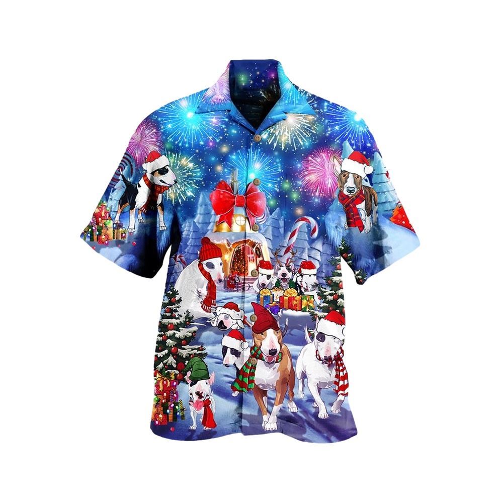 Hawaiian Christmas shirt, Bully Dog Merry Christmas Hawaiian Shirt, Christmas Gift, Hawaiian Aloha Shirt
