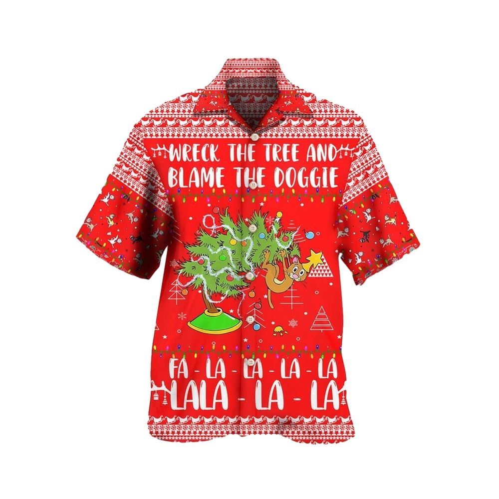 Hawaiian Christmas shirt, Cat Wreck The Tree Christmas Red Style Hawaiian Shirt, Christmas Gift, Hawaiian Aloha Shirt