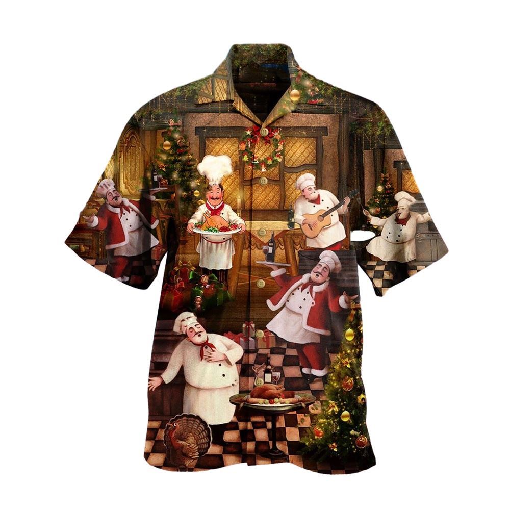 Hawaiian Christmas shirt, Chef Food Merry Christmas Hawaiian Shirt, Christmas Gift, Hawaiian Aloha Shirt