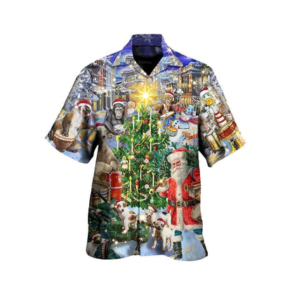 Hawaiian Christmas shirt, Christmas Animal Happiness With Drum Hawaiian Shirt, Christmas Gift, Hawaiian Aloha Shirt