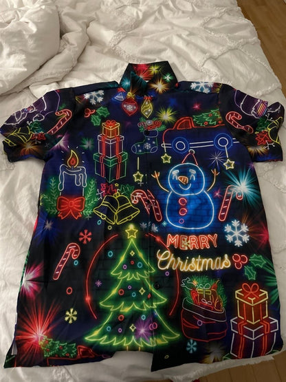 Hawaiian Christmas shirt, Christmas Bright Neon Lighting Hawaiian Shirt, Christmas Gift, Hawaiian Aloha Shirt