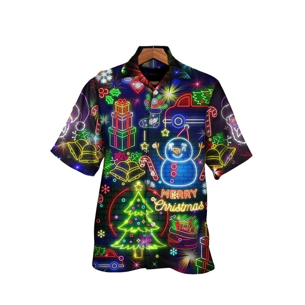 Hawaiian Christmas shirt, Christmas Bright Neon Lighting Hawaiian Shirt, Christmas Gift, Hawaiian Aloha Shirt