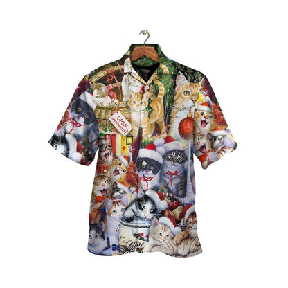 Hawaiian Christmas shirt, Christmas Cat Love Xmas Hawaiian Shirt, Christmas Gift, Hawaiian Aloha Shirt