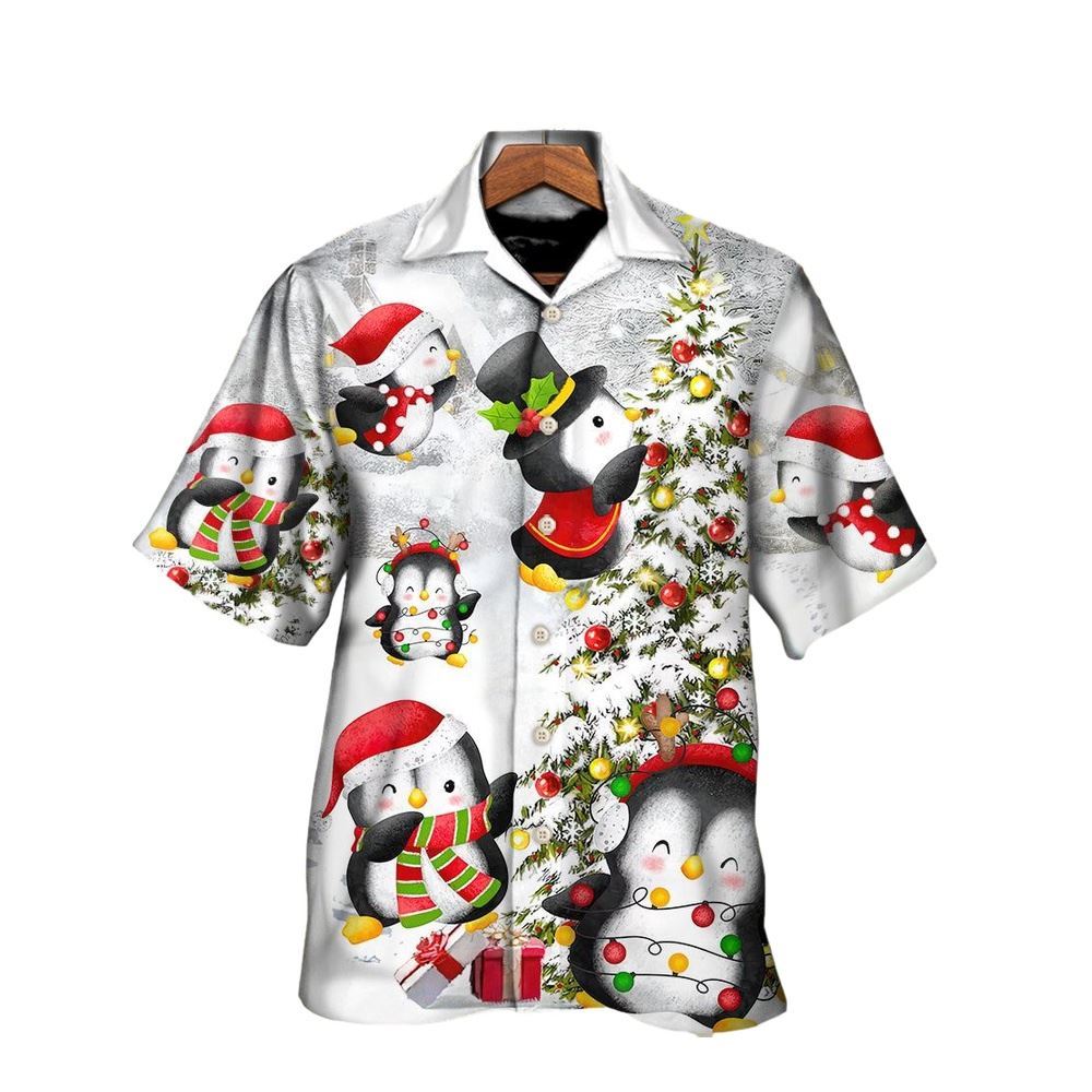 Hawaiian Christmas shirt, Christmas Chilling Penguin Family In Love Christmas Hawaiian Shirt, Christmas Gift, Hawaiian Aloha Shirt