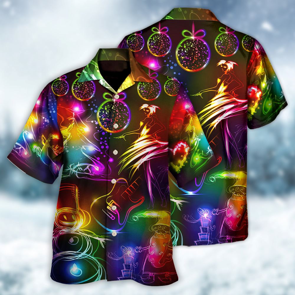 Hawaiian Christmas shirt, Christmas Dancing Santa Claus Tree Snowman Neon Light Style Hawaiian Shirt, Christmas Gift, Hawaiian Aloha Shirt