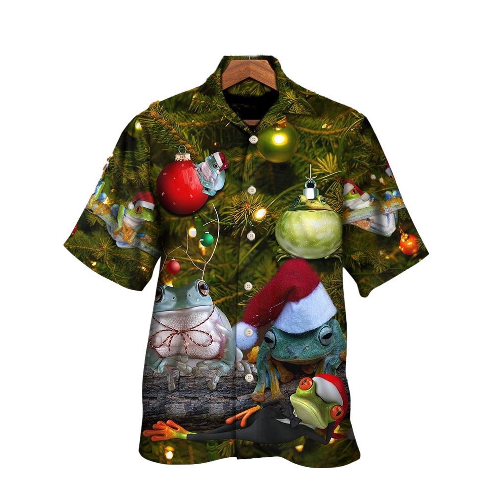 Hawaiian Christmas shirt, Christmas Frog Merry Christmas Bauble Hawaiian Shirt, Christmas Gift, Hawaiian Aloha Shirt