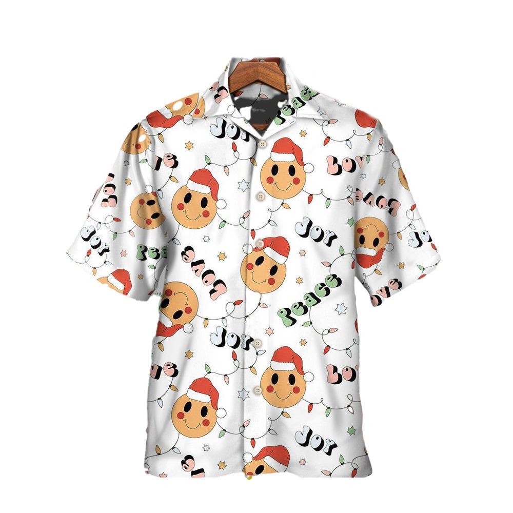 Hawaiian Christmas shirt, Christmas Hippie Groovy Santa Claus Smile Face Hawaiian Shirt, Christmas Gift, Hawaiian Aloha Shirt
