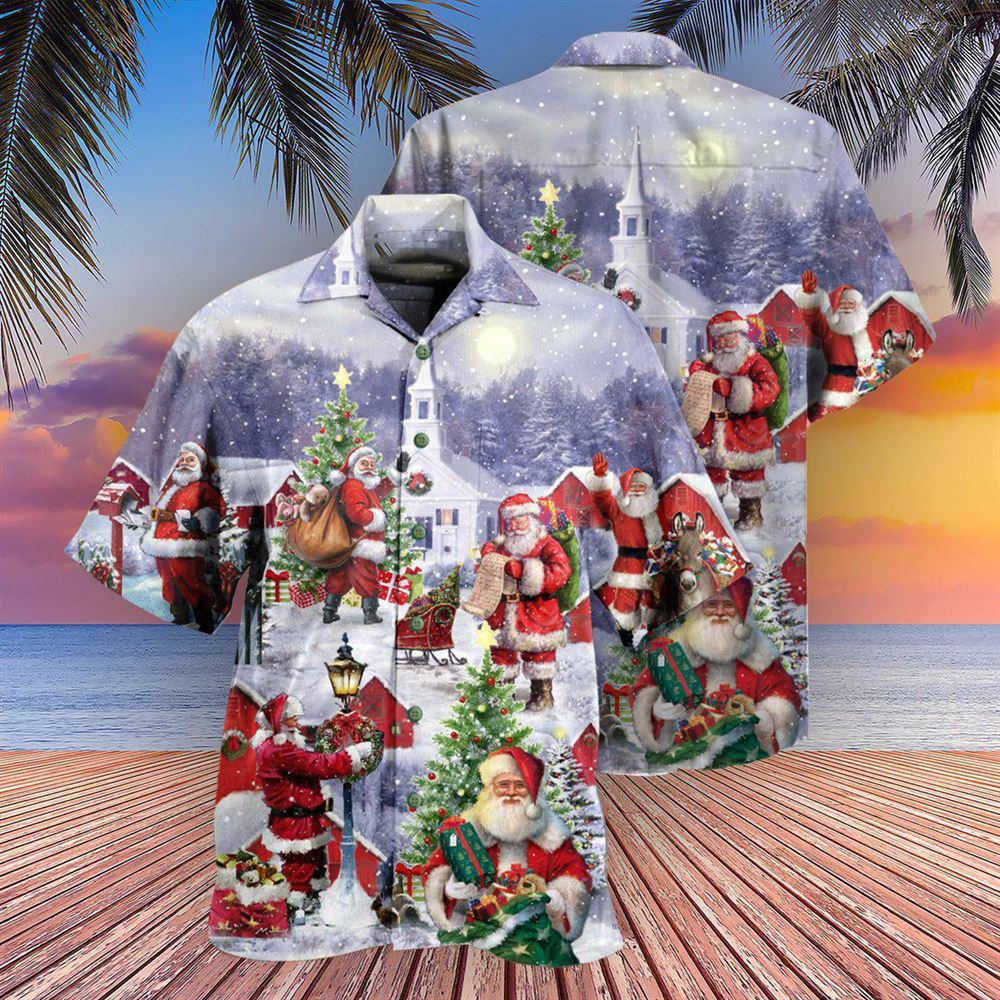 Hawaiian Christmas shirt, Christmas Merry Xmas Santa Claus Is Coming Hawaiian Shirt, Christmas Gift, Hawaiian Aloha Shirt