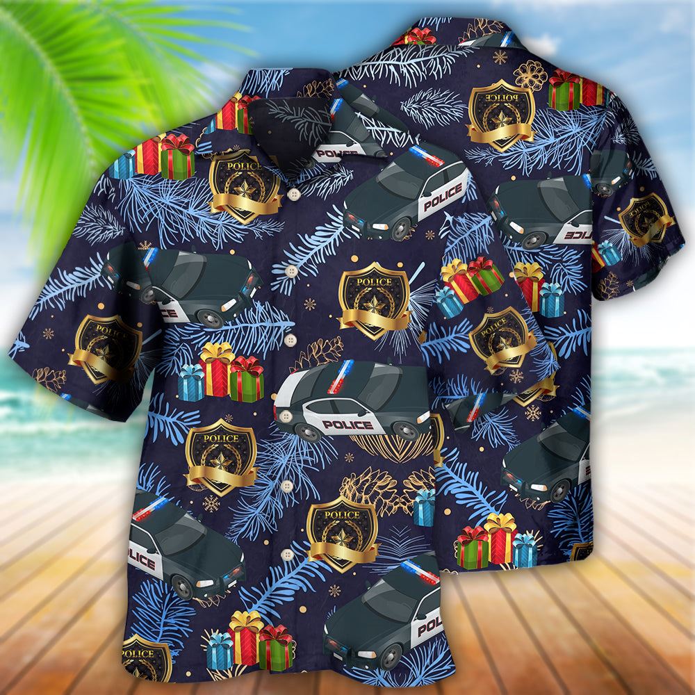 Hawaiian Christmas shirt, Christmas Police Pattern Merry Christmas Hawaiian Shirt, Christmas Gift, Hawaiian Aloha Shirt