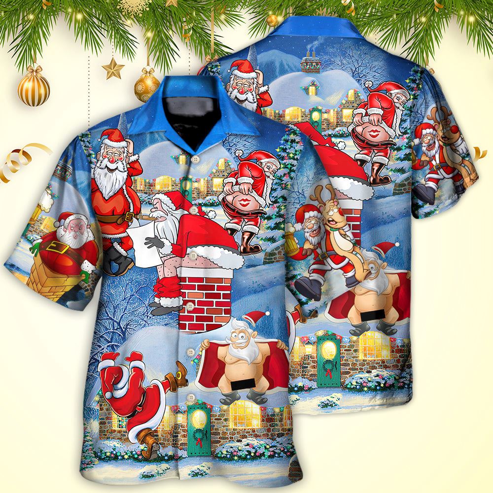 Hawaiian Christmas shirt, Christmas Rebellious Santa Claus Drunk Beer Troll Xmas Funny Hawaiian Shirt, Christmas Gift, Hawaiian Aloha Shirt