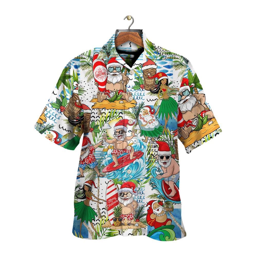 Hawaiian Christmas shirt, Christmas Santa Aloha Beach Vibe Hawaiian Shirt, Christmas Gift, Hawaiian Aloha Shirt