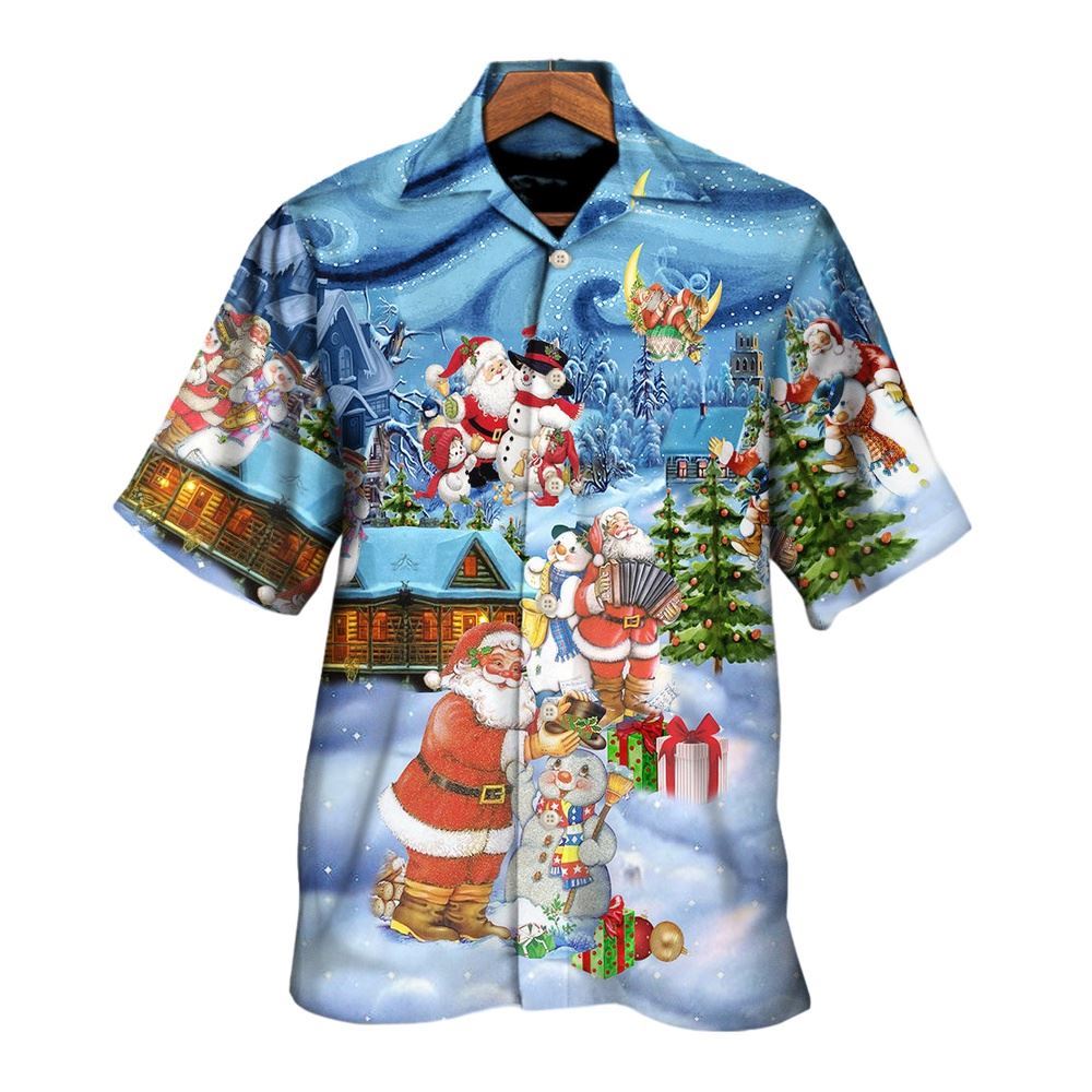 Hawaiian Christmas shirt, Christmas Santa And Snowman Best Friends Hawaiian Shirt, Christmas Gift, Hawaiian Aloha Shirt